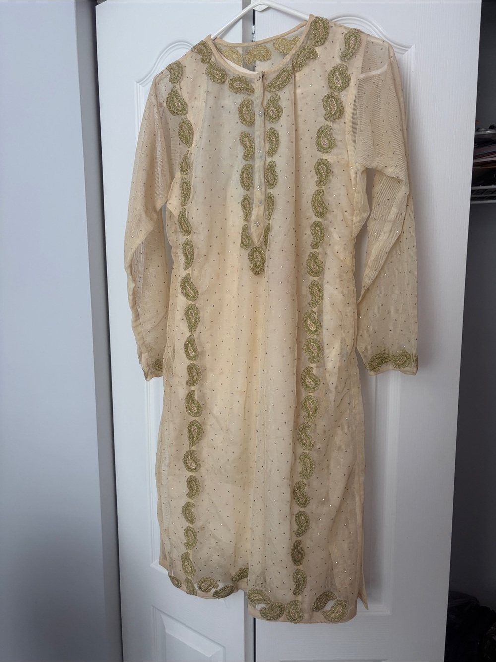 Kids Cream Embroidered Pajama Tunic - Elegant Sleepwear